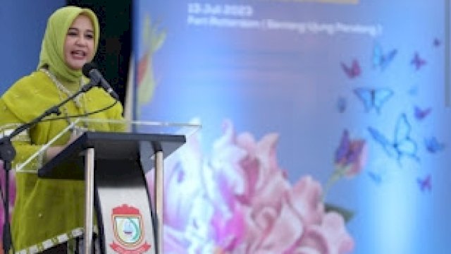 Wakil Wali Kota Makassar, Fatmawati Rusdi pada acara Ladies Program APEKSI XVI yang dihelat di Benteng Rotterdam, Kamis (13/7/2023). (Foto: Istimewa)