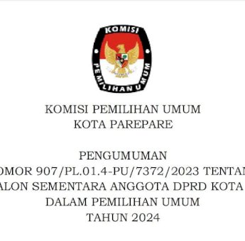 KPU Parepare Umumkan Daftar Calon Sementara Anggota DPRD Pemilu 2024