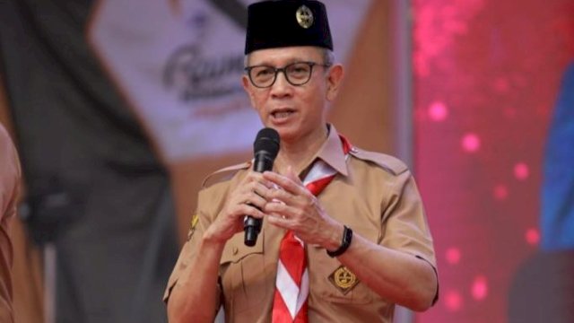 Ketua Dewan Komisioner OJK Mahendra Siregar saat menghadiri peringatan Hari Indonesia Menabung 2023 yang digerla di sela-sela Pramuka Raimuna Nasional XII 2023, di Bumi Perkemahan dan Graha Wisata Pramuka (Buperta) Cibubur, Jawa Barat, kemarin. (Dok. OJK)