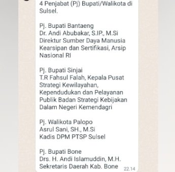 Beredar Nama-nama 4 Pj Kepala Daerah, Ini Penjelasan Karo Pemerintahan Sulsel