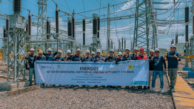 Proses energize GI 150 kV Bantaeng yang dilakukan PT PLN melalui UPP Sulsel pada 2 September 2023 lalu. (Dok. Humas PLN UIP Sulawesi)
