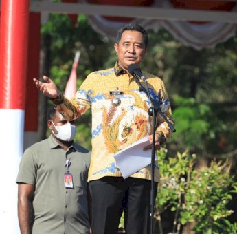 Gelar Apel Pagi, Pj Gubernur Sulsel Bahtiar Sampaikan 3 Instruksi Presiden Joko Widodo