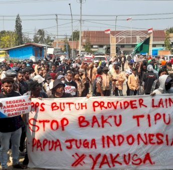 Jaringan Internet di Merauke Kembali Rusak, Ribuan Warga Gelar Demonstrasi