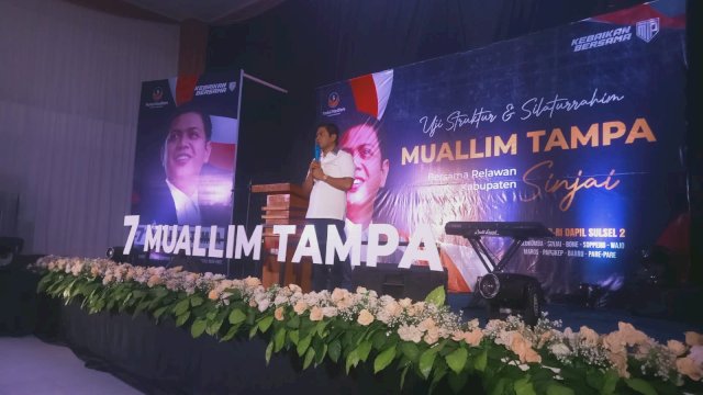 Bacaleg DPR RI, Muallim Tampa saat menghadiri Silaturahmi bersama relawan di Sinjai. (Istimewa)