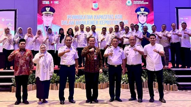 Wali Kota Makassar, Moh Ramdhan Pomanto saat membuka kegiatan Peningkatan Kapasitas ASN dalam Manajemen Keprotokoleran di Hotel Four Points by Sheraton Makassar, Jalan Andi Djemma, Rabu (9/8/2023). (Foto: Istimewa)