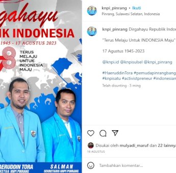 DPD II KNPI Pinrang Ucapkan Selamat HUT RI Ke-78