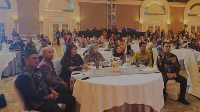 Tim Kanwil Kemenkumham Sulsel saat menghadiri Rapat Koordinasi Teknis Kinerja Program dan Pelayanan Hukum Bidang Kekayaan Intelektual, di Jakarta, kemarin. (Dok. Humas Kanwil Kemenkumham Sulsel)