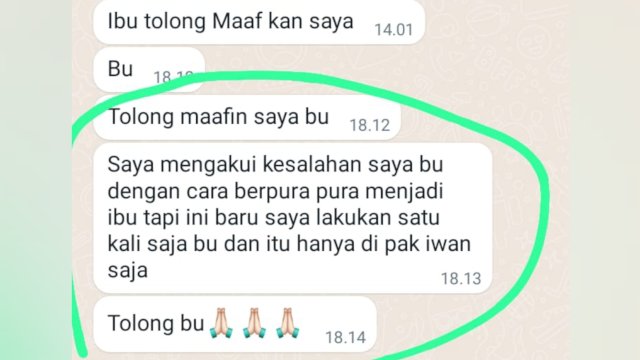 Bukti Screenshot WhasApp Dyah Lestari kepada pelaku penipuan. (dok. Istimewa)