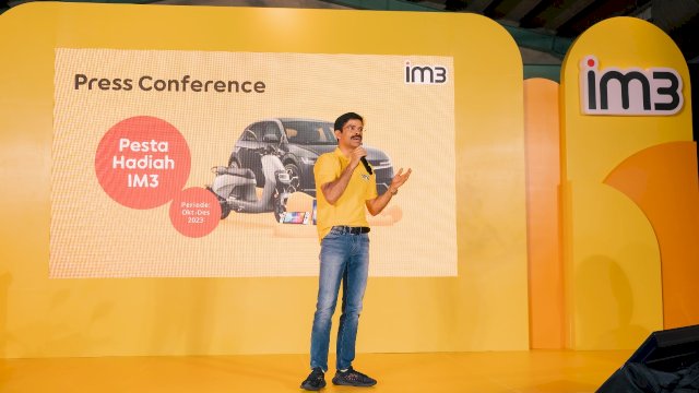 Director and Chief Commercial Officer Indosat Ooredoo Hutchison, Ritesh Kumar Singh, di sela-sela Prescon Pesta Hadiah IM3, di Jakarta, Selasa, (17/10/2023). (Dok. Indosat Ooredoo Hutchison)