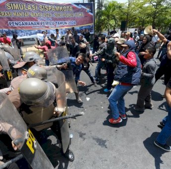 Polres Gowa Simulasi Sispamkota, Adnan: Kita Harap Proses Pemilu Aman