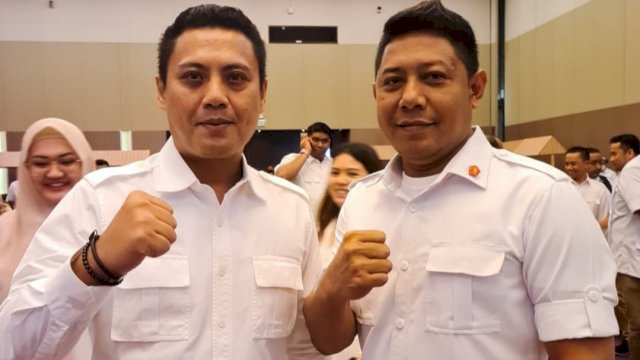 Wakil Ketua Gerindra Sulsel, Najmuddin (kanan) bersama Ketua DPD Gerindra Sulsel, Andi Iwan Darmawan Aras pada sebuah kesempatan. (Foto: Istimewa)