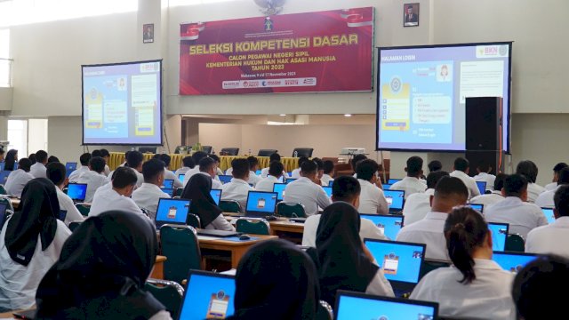 Sebanyak 9412 Calon Pegawai Negeri Sipil (CPNS) lingkup Kanwil Kemenkumham Sulsel akan mengikuti SKD dengan sistem CAT, di UIM. (Dok. Humas Kanwil Kemenkumham Sulsel)