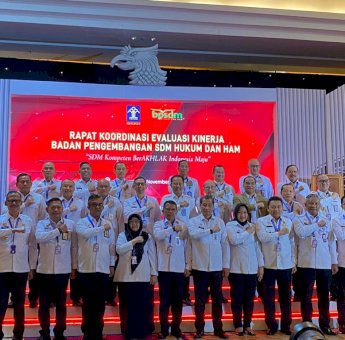 Jajaran Pimpinan Kemenkumham Sulsel Ikut Rakor Evaluasi Kinerja BPSDM