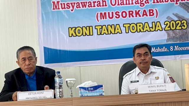 Suasana pembukaan Musyawarah Olahraga Kabupaten (MUSORKAB) KONI Kabupaten Tana Toraja di Aula Dinas Pendidikan Tana Toraja, Rabu (8/11/2023). (Foto: Istimewa)