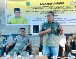 Komitmen Bantu Pemenuhan Infrastruktur Dasar di Luwu Utara, Muhammad Fauzi Resmikan Program Bedah Rumah di Desa Sumber Baru