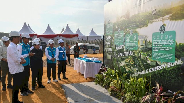 PT PLN (Persero) siap memenuhi kebutuhan listrik hijau di IKN Nusantara dengan membangun PLTS berkapasitas 50 MW yang telah memasuki tahap peletakan batu pertama pembangunan. (Dok. Humas PLN UIP Sulawesi)