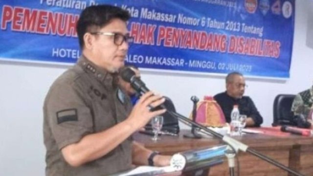 Wakil Ketua DPRD Makassar, Adi Rasyid Ali (ARA) saat menggelar sosialisasi Perda nomor 6 tahun 2013 tentang Pemenuhan Hak-hak Penyandang Disabilitas di Hotel Grand Maleo, Makassar, Minggu (2/7/2023). (Foto: Istimewa)