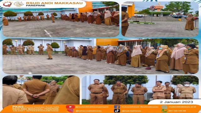 Ket : Manajemen RSUD Andi Makkasau Kota Parepare saat melalukan apel perdana di tahun 2024 (istimewa)