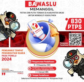 Bawaslu Sinjai Buka Rekrutmen 830 Pengawas TPS, Cek Jadwal dan Syaratnya