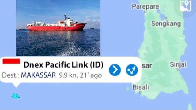 Posisi Terakhir Kapal Perbaikan Kabel Optik Dnex Pacific Link. (Foto: dok Telkom)