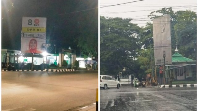 Kolase billboard milik Caleg DPR RI dari PKS, Sri Rahmi yang dihilangkan OTK di salah satu ruas jalan di Kabupaten Bantaeng, Senin (15/1/2024). (Foto: Istimewa)