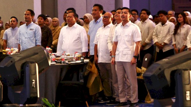 Caleg DPRD Sulsel dari Partai Gerindra, Fadel Muhammad Tauphan Ansar menggelar konsolidasi bersama tim dan relawannya di Hotel Four Points by Sheraton, Jalan Andi Djemma, Makassar, Rabu (17/1/2024). (Foto: Istimewa)