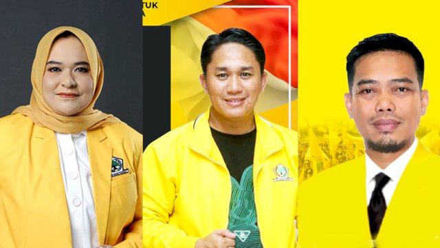 Tiga caleg Golkar yang terpilih di Dapil Luwu Utara I, Hj Megawati Jamal, Husain SE, Hatta Turusy. (ist)