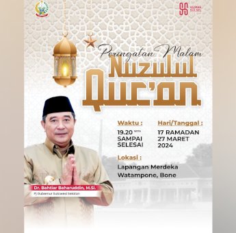 Pemprov Sulsel Ajak Masyarakat Hadiri Buka Puasa Akbar dan Nuzulul Qur&rsquo;an di Kabupaten Bone