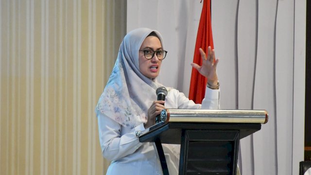 Bupati Luwu Utara Indah Putri Indriani saat membuka Musrenbang RPJPD Tahun 2025-2045 di Aula Laga Ligo Kantor Bupati. (ist)