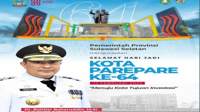 Pj Gubernur Sulsel Bahtiar Baharuddin: Selamat HUT Kota Parepare Semoga Semakin Maju