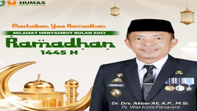 Pj Wali Kota Akbar Ali dan Jajaran Pemkot Parepare Ucapkan Selamat Menunaikan Ibadah Puasa Ramadan 1445 Hijriah