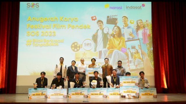 Festival Film Pendek Save Our Socmed (SOS) 2023 yang digelar Indosat Ooredoo Hutchison (Indosat) berhasil diikuti mengumpulkan ratusan karya film pendek dengan mengangkat tema "Bicara Baik di Digital, Hindari Emosi Tanpa Substansi". (Dok. Indosat Ooredoo Hutchison)
