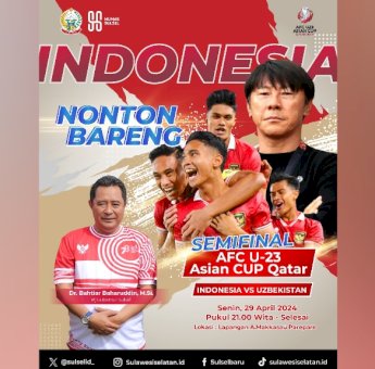 Nobar di Parepare, Pj Gubernur Bahtiar Ajak Masyarakat Sulsel Dukung Timnas Indonesia