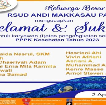 RSUD Andi Makkasau Parepare Ucapkan Selamat kepada PPPK Tenaga Kesehatan 2023