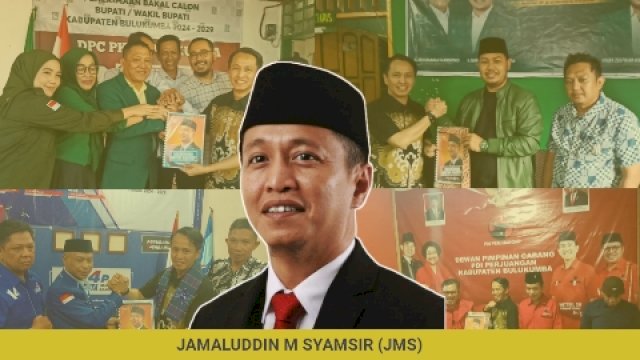 Foto kolase proses pendaftaran JMS ke 4 Parpol untuk Pilkada Bulukumba 2024. [IST]