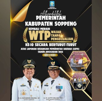 LHP LKPD Tahun 2023, Soppeng Raih WTP ke-10