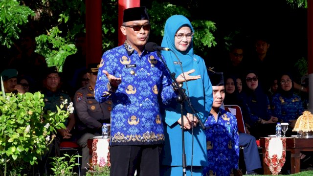 Pj Gubernur Sulsel Prof Zudan Arif Fakrulloh, saat menjadi pembina upacara Peringatan HKN Ke-116 Tahun 2024, Senin (20/05/2024). (Istimewa)
