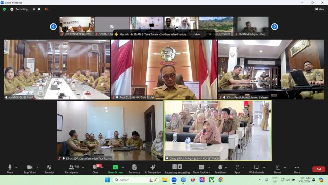 Pj Gubernur Sulsel Prof Zudan Arif Fakrulloh, saat memimpin rapat virtual bersama OPD, Selasa (21/05/2024). (Istimewa)