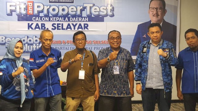 Bakal calon Bupati Kabupaten Kepulauan Selayar Brigjen TNI (Purn) Nur Salam, saat mengikuti Fit And Proper Test di Partai Demokrat, Senin (27/05/2024). (Istimewa)