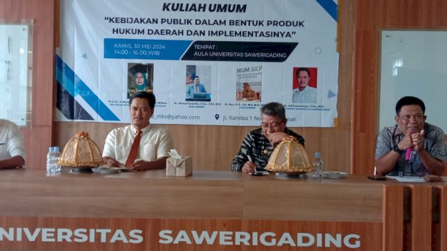 Universitas Sawerigading (Unsa) Makassar menggelar kuliah umum untuk civitas akademika yang melibatkan dosen dan mahasiswa, di Aula Kampus Unsa Makassar, kemarin. (Dok. Unsa Makassar)