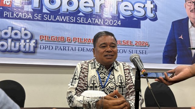 Bakal calon bupati Toraja Utara, Yohanis Bassang saat mengikuti uji kelayakan dan kepatutan yang digelar Demokrat Sulsel di Hotel Claro, Makassar, Rabu (22/5/2024). (Foto: Istimewa)