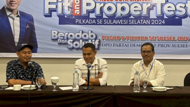 Bakal calon Wali Kota Makassar, Ahmad Susanto mengikuti uji kelayakan dan kepatutan yang digelar DPD Demokrat Sulsel di Hotel Claro, Jalan AP Pettarani, Makassar, Rabu (29/5/2024). (Foto: Istimewa)