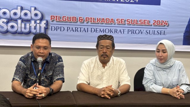 Bakal Calon Bupati Takalar, Hengky Yasin saat mengikuti uji kelayakan dan kepatutan yang digelar DPD Demokrat Sulsel di Hotel Claro, Jalan AP Pettarani, Makassar, Kamis (30/5/2024). (Foto: Istimewa)