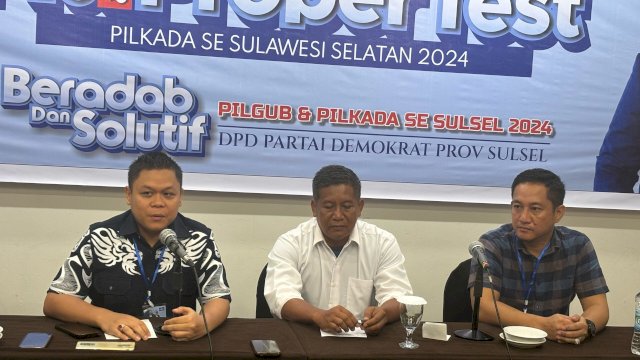 Bakal calon Bupati Bone, Yasir Machmud saat mengikuti uji kelayakan dan kepatutan yang digelar DPD Demokrat Sulsel di Hotel Claro, Jalan AP Pettarani, Makassar, Senin (27/5/2024) malam. (Foto: Istimewa)