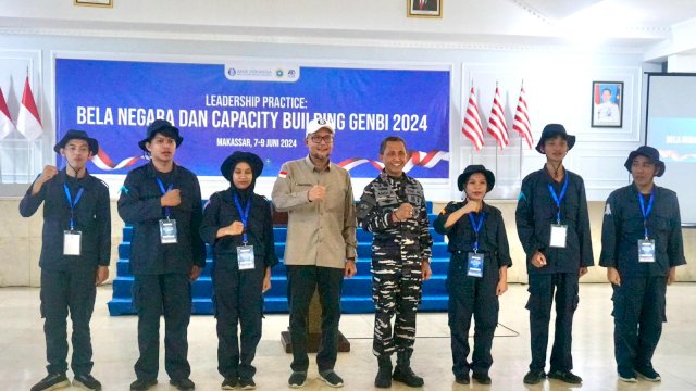 Sebanyak 230 mahasiswa dari komunitas Generasi Baru Indonesia (GenBI) diajak untuk mengobarkan semangat bela negara dengan mengikuti ”Leadership Practice: Bela Negara dan Capacity Building”. (Dok. BI Sulsel)