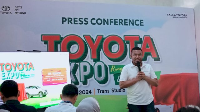 Marketing General Manager Kalla Toyota Suliadin, di sela-sela Prescon Toyota Expo, di The Foreign Cafe Makassar, Selasa, (11/06/2024). (Dok. Chaerani/Republiknews.co.id)