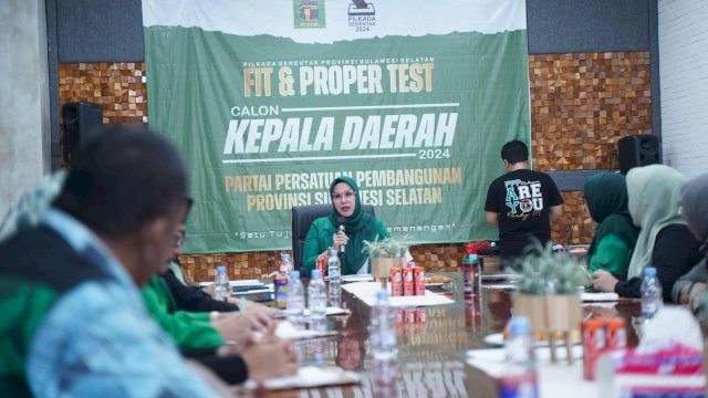 Bakal Calon Bupati Barru, Andi Ina Kartika Sari mengikuti uji kelayakan dan kepatutan yang digelar DPW PPP Sulawesi Selatan di kantornya, Jalan Sungai Saddang Lama, Makassar, Sabtu (1/6/2024). (Foto: Istimewa)