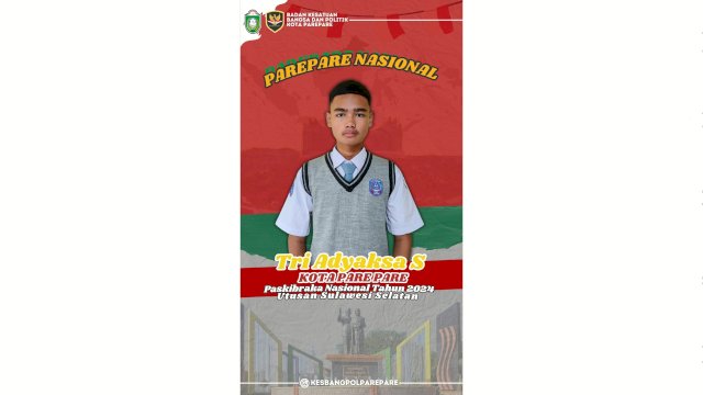 Pelajar Asal Parepare Try Adiyaksa Surianto Wakili Sulsel sebagai Paskibraka Nasional