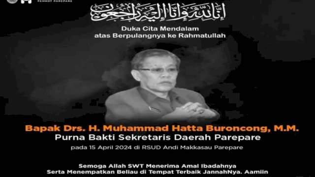 Mantan Sekda Parepare Hatta Buroncong Berpulang, Pemkot dan RS Andi Makkasau Sampaikn Duka Cita