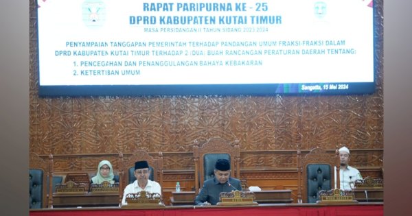 DPRD Kutim Gelar Rapat Paripurna ke-25, Bahas Tanggapan Pemerintah atas PU Fraksi-fraksi Terhadap 2 Raperda